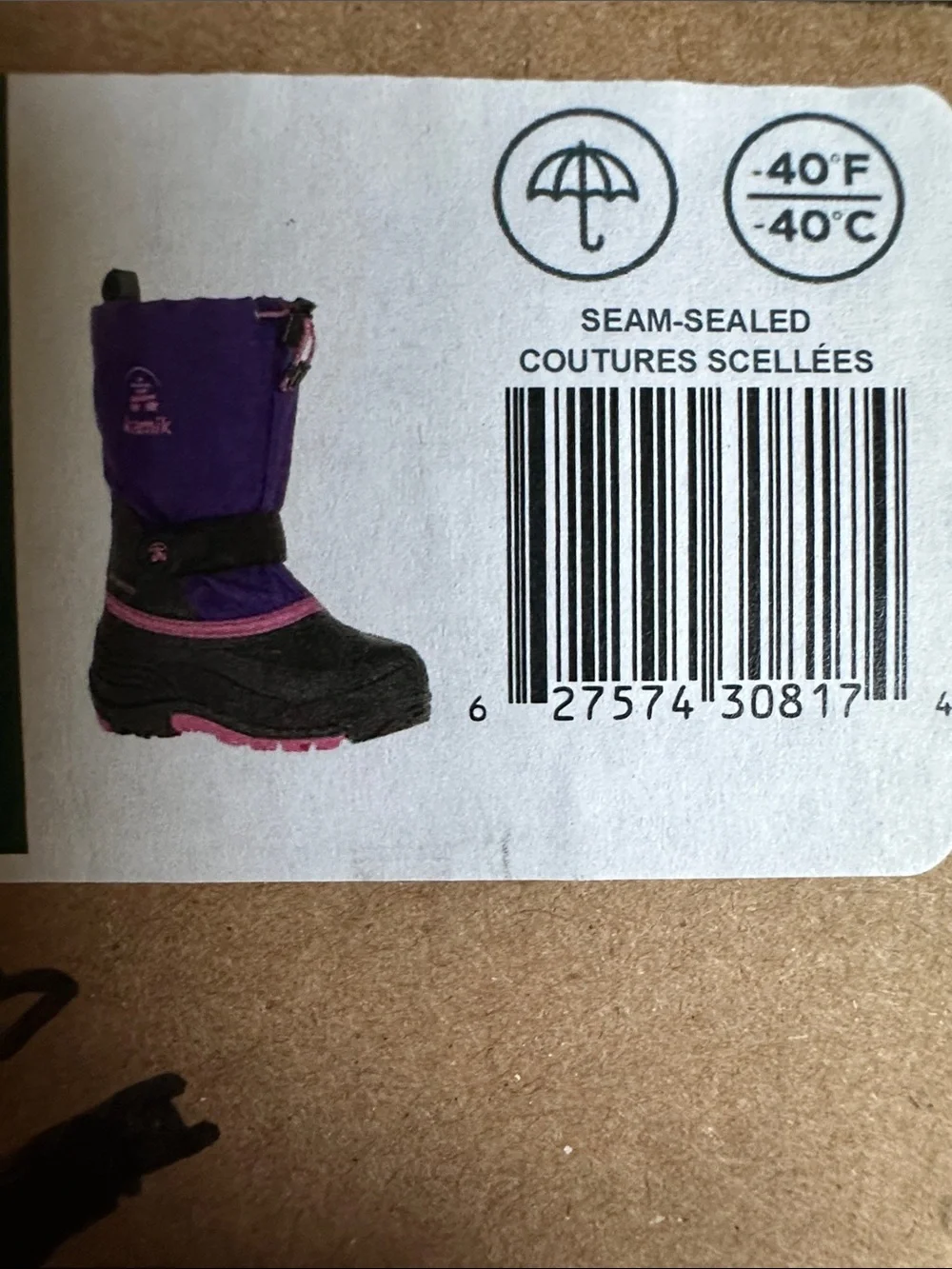 Kamik Purple and Black Kids Waterproof Snow Boots